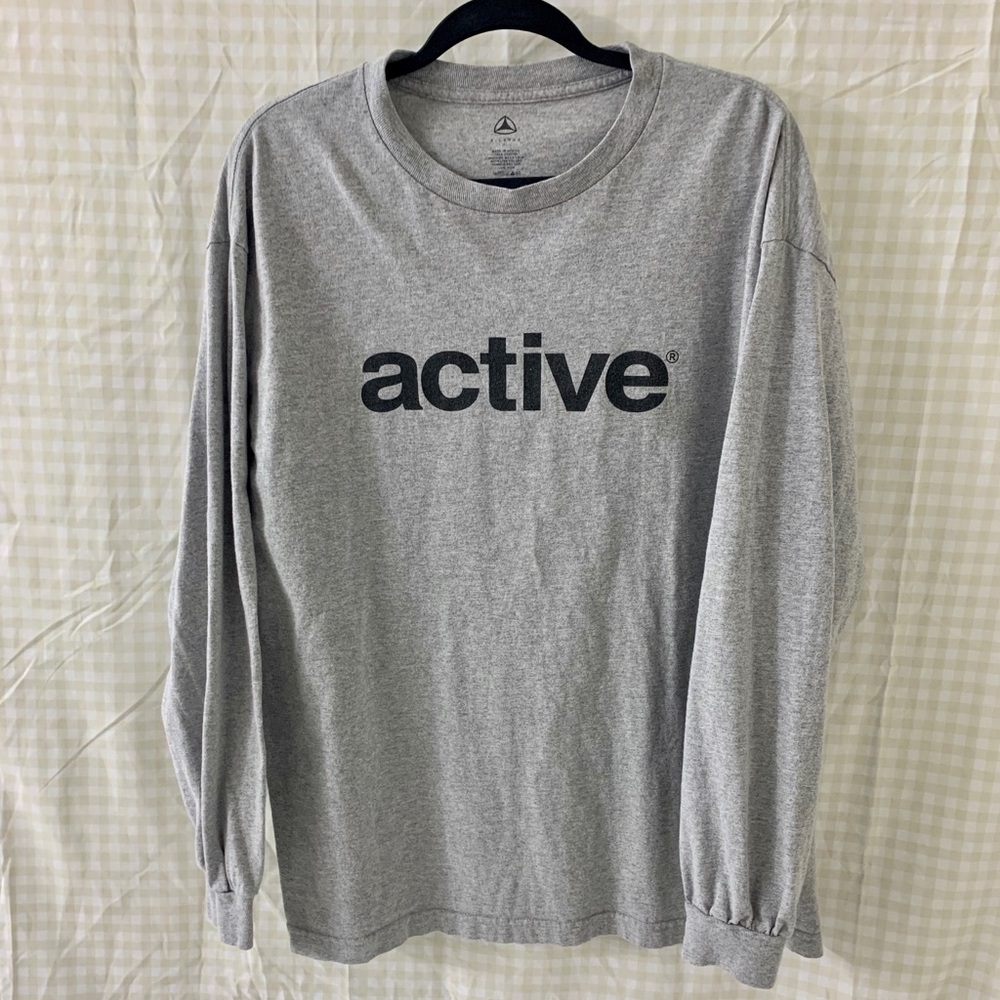 Active long sleeve T-shirt in gray w/name on front